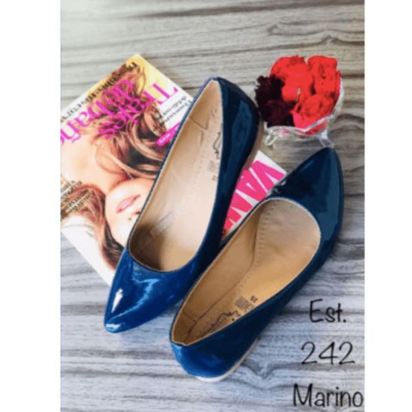Balerina Style Shoes for Women, Made of Blue Navy Patent Leather